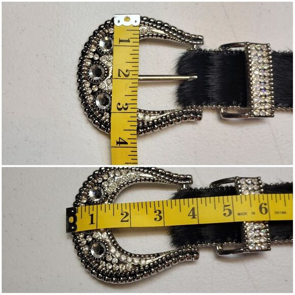 Christine Alexander Pony Hair Cowhide Western Rhinestone Crystal Belt